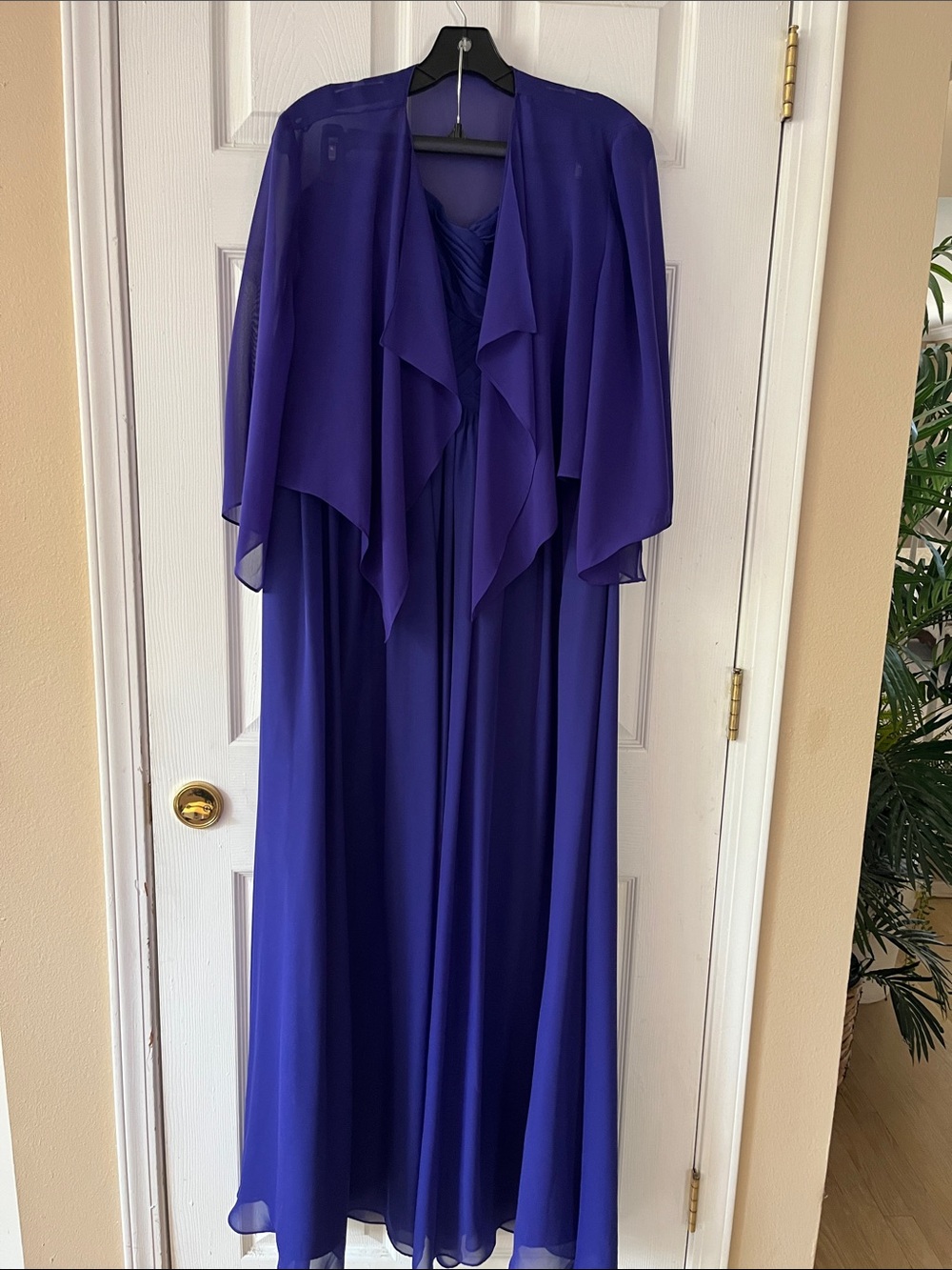 JS Boutique Strapless Purple Chiffon Gown - Picture 5 of 5